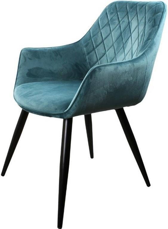 DS4U Ravi eetkamerstoel 2.0 kuipstoel stoel industrieel met armleuning velvet velours fluweel stof petrolblauw - Foto 2