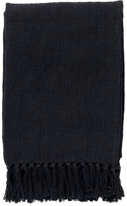 Dutch Decor Plaid 140x180 cm JUNE deken van geweven katoen zwart