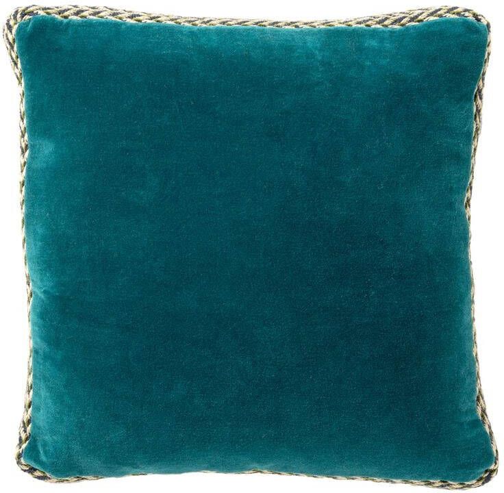 Dutch Decor Kussenhoes 45x45 cm MANOE rand van jute blauw