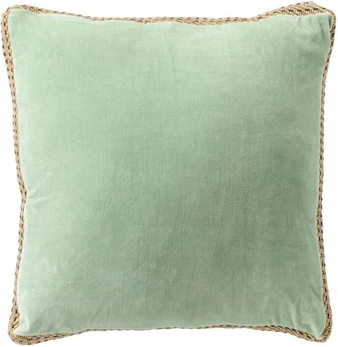 Dutch Decor Kussenhoes 45x45 cm MANOE rand van jute groen