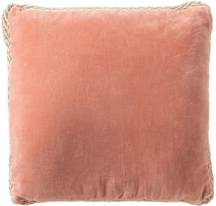 Dutch Decor Kussenhoes 45x45 cm MANOE rand van jute roze