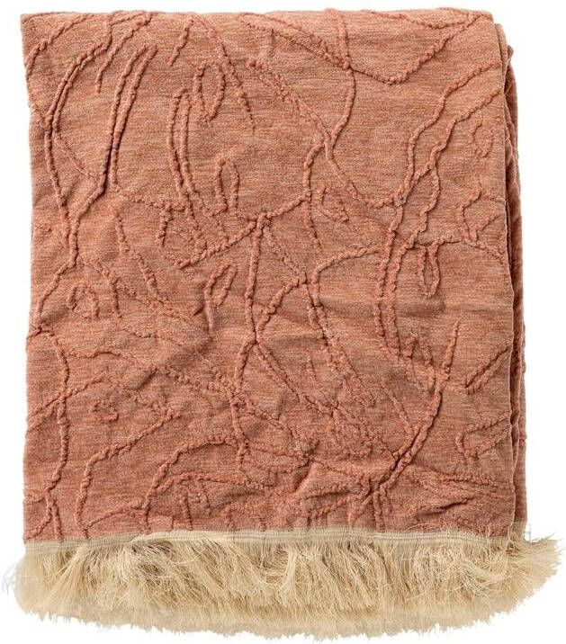Dutch Decor Plaid 140x180 cm MAYBEL met ingeweven patroon roze