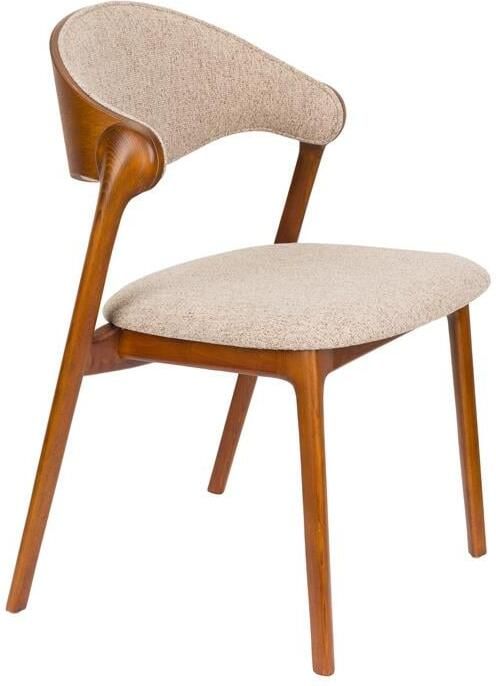 Dutchbone Eetkamerstoel Babington Walnoot en stof Bruin Japandi - Foto 2