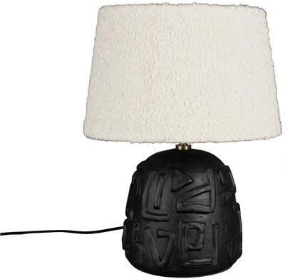 Dutchbone Tafellamp Renzo Bouclé en terracotta 42cm Zwart - Foto 2