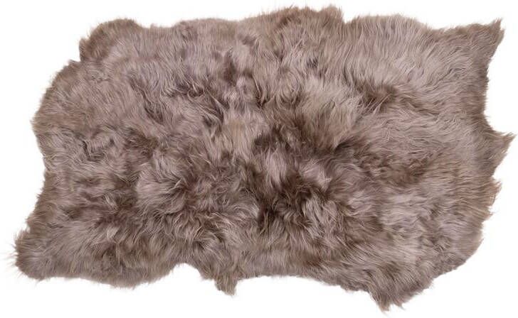 Dutchskins Designer schapenvacht vloerkleed 185 x 130 cm patchwork Beige; Taupe Hoogpolig vloerkleed natuurlijke vorm