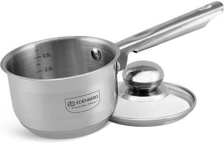 Edenberg Classic Line Steelpan met Glazen Deksel Ø12 cm 0.6 L
