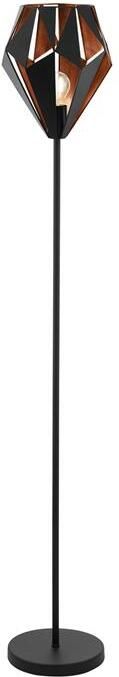 EGLO Staande lamp CARLTON 1 Stehlampe IP20 E27 Stahl Vintage Wohnzimmerlampe Lampe Vintage vloerlamp metaal in zwart en koper retro E27 fitting (1 stuk) - Foto 6