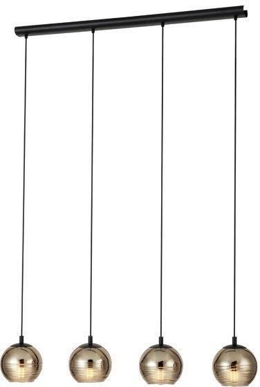 EGLO Lemorieta Hanglamp 4 lichts balk zwart met goud glas
