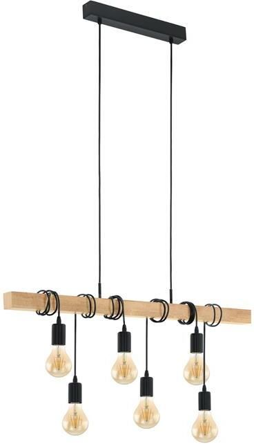 EGLO Hanglamp TOWNSHEND Hängelampe Pendelleuchte Holz Stahl Retro Industrial Vintage hanglamp in industriële stijl retro hanglamp (1 stuk) - Foto 5
