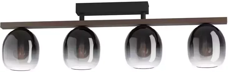 EGLO Plafondlamp FILAGO Deckenlampe Stahl Holz und Glas E27 IP20 Flurlampe Lampe Plafondlamp in zwart en bruin van staal hout excl. E27 40W (1 stuk) - Foto 3