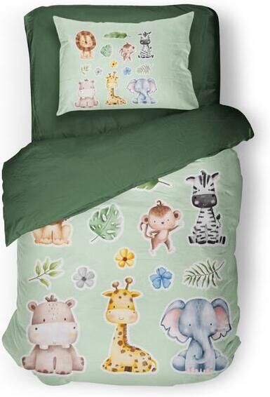 Elegance Eleganzzz Kinder Dekbedovertrek Micropercal Savanne Safari green 140x220|240cm