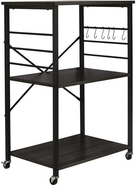 ERRO Serveerwagen keukentrolley 60x40x89 cm zwart