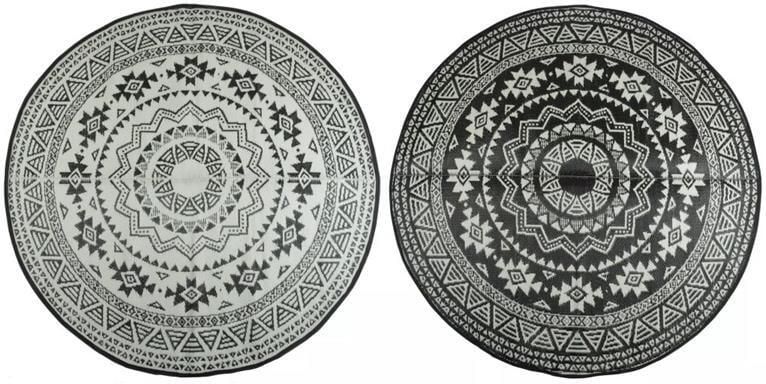 Esschert Design Buitenkleed 180 cm zwart en wit OC18