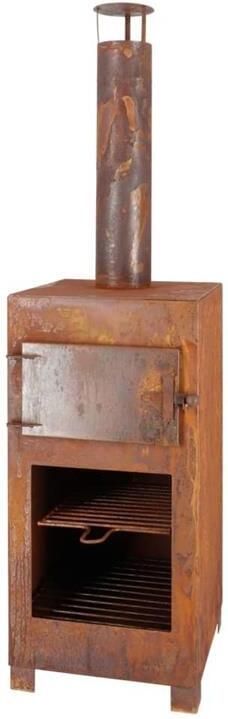 Esschert Design Terraskachel met pizzaoven roestkleurig