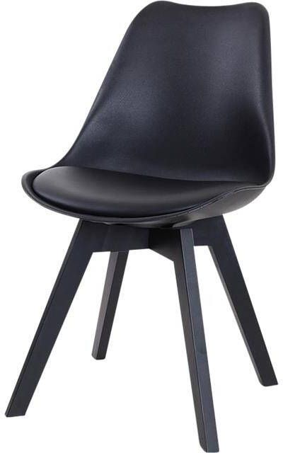 Essence Madera Eetkamerstoel Zwart Kunststof PU Zitting Zwarte Houten Poten Modern Kuipstoel - Foto 3