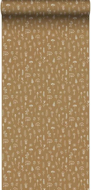 Esta Home ESTAhome behang bloemmotief okergeel en wit 0 53 x 10 05 m 139281
