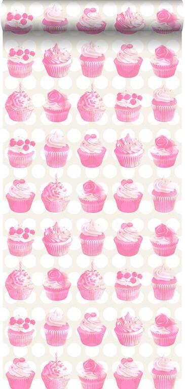 Esta Home ESTAhome behang cupcakes op glanzende stip roze 53 cm x 10 05 m 13
