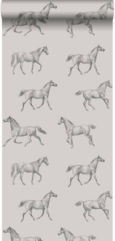 Esta Home ESTAhome behang getekende paarden donker beige 53 cm x 10 05 m 128