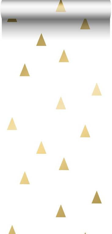 Esta Home ESTAhome behang grafische driehoeken glanzend goud en wit 53 cm x 10