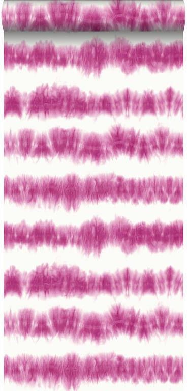 Esta Home ESTAhome behang horizontale tie-dye shibori strepen intens fuchsia roz