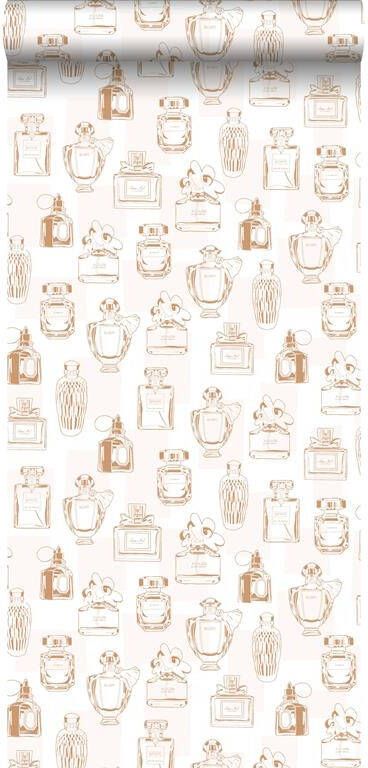 Esta Home ESTAhome behang parfum flesjes glanzend koper bruin 0 53 x 10 05 m