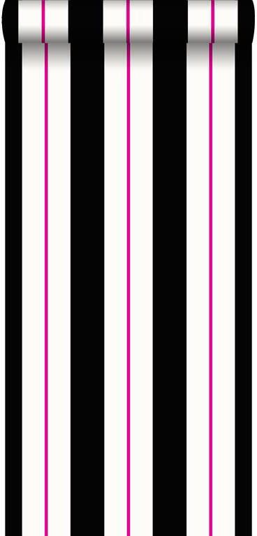Esta Home ESTAhome behang strepen roze en zwart 53 cm x 10 05 m 116506