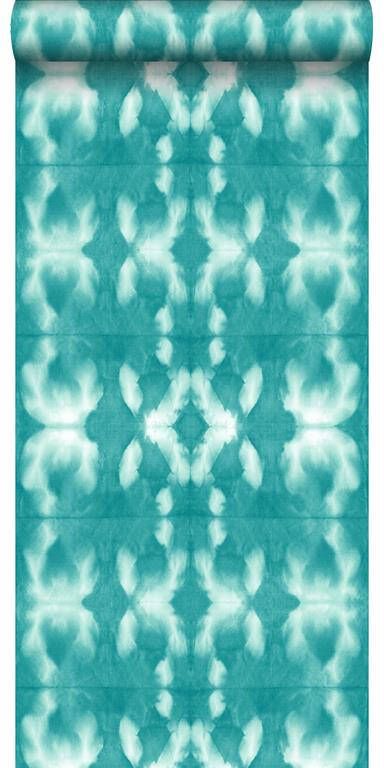 Esta Home ESTAhome behang tie-dye shibori motief intens turquoise 53 cm x 10 0