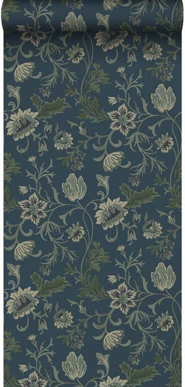 Esta Home ESTAhome behang vintage bloemen donkerblauw en groen 0.53 x 10.05 m