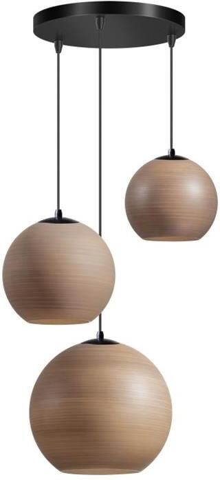 ETH Orb hanglamp 3x E27 taupe|grijs glas 20-25-30cm | zwart