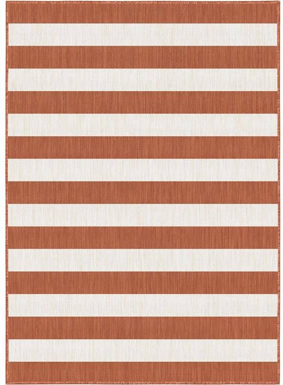 Eva Interior Buitenkleed Stripes roest wit dubbelzijdig Polypropyleen 160 x 230 cm (M) - Foto 3
