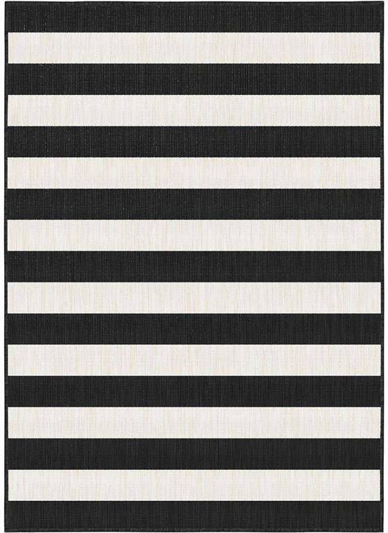 Eva Interior Buitenkleed Stripes zwart wit dubbelzijdig Polypropyleen 200 x 290 cm (L) - Foto 2