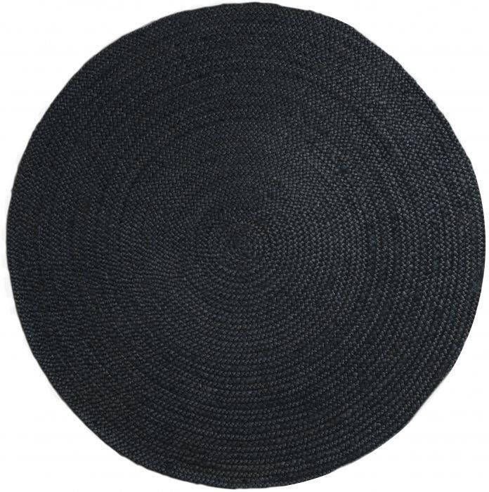 Eva Interior Rond vloerkleed Jute Zwart Jute Rond 180 Ø (L)