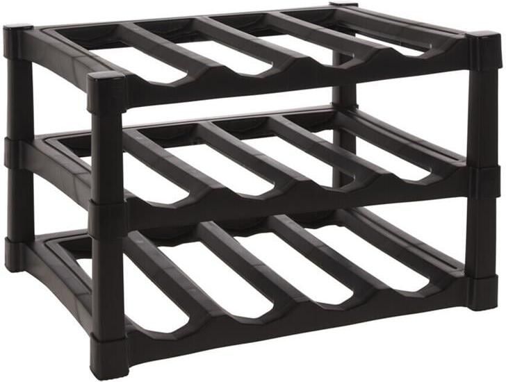 Excellent Houseware EH Wijnrek zwart kunststof 39 x 30 x 25 cm 12x flessen