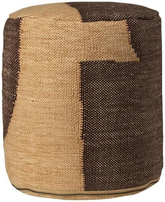 Ferm living Forene Poef Cilinder Tan Chocolate