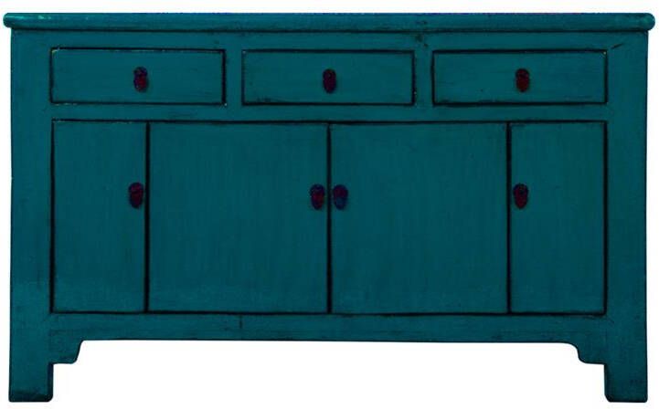 Fine Asianliving Antiek Chinees Dressoir Teal Glanzend B136xD40xH84cm Chinese Meubels Oosterse Kast - Foto 2