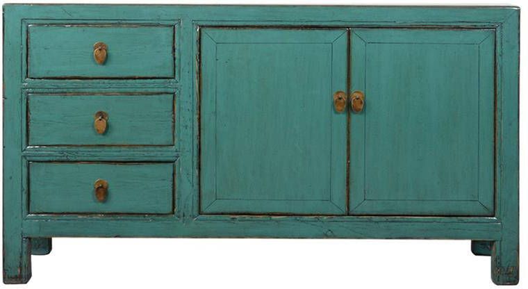 Fine Asianliving Antieke Chinese Dressoir Teal High Gloss B150xD40xH88cm Chinese Meubels Oosterse Kast - Foto 3