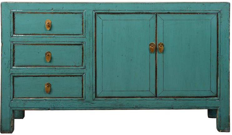 Fine Asianliving Antieke Chinese Dressoir Teal High Gloss B150xD40xH88cm Chinese Meubels Oosterse Kast - Foto 2