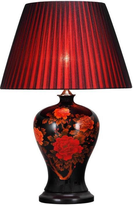 Fine Asianliving Chinese Tafellamp met Kap Keramiek Porselein