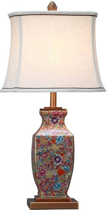 Fine Asianliving Chinese Tafellamp met Kap Keramiek Porselein