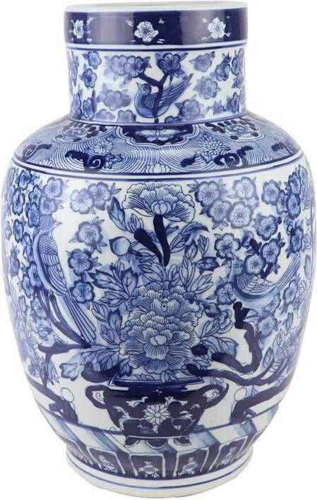 Fine Asianliving Chinese Vaas Blauw Wit Porselein