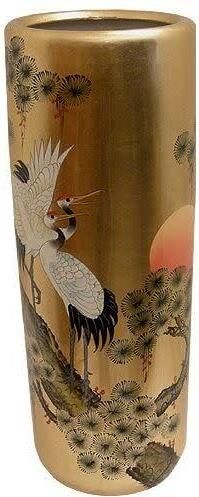 Fine Asianliving 24k Gold Leaf Chinoiserie Vase