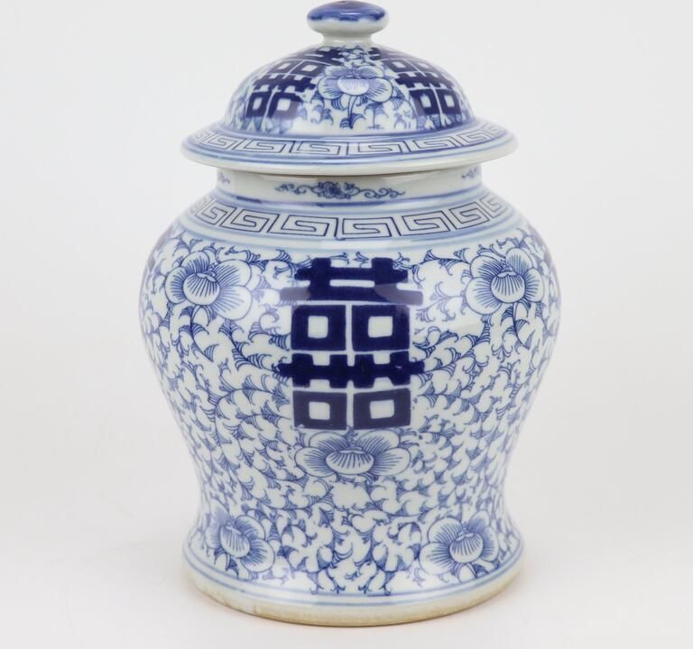Fine Asianliving Chinese Gemberpot Blauw Wit Dubbele