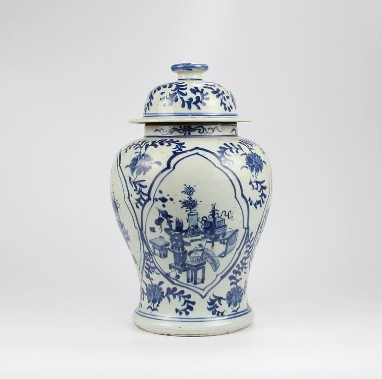 Fine Asianliving Chinese Gemberpot Blauw Wit