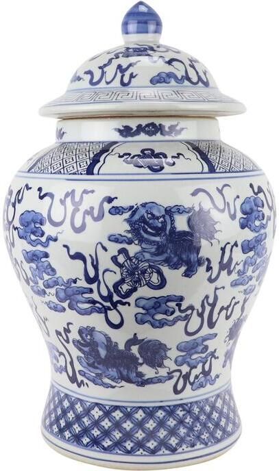 Fine Asianliving Chinese Gemberpot Blauw Wit