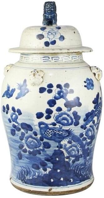 Fine Asianliving Chinese Gemberpot Blauw Wit