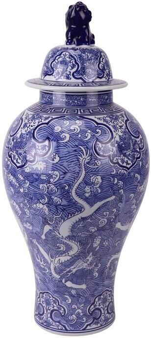 Fine Asianliving Chinese Gemberpot Porselein Blauw