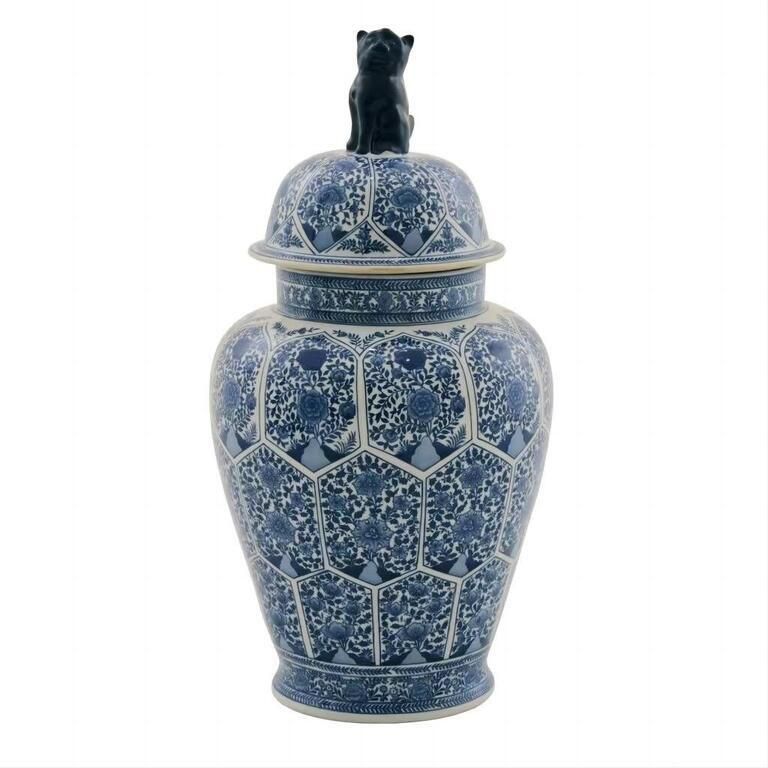 Fine Asianliving Chinese Gemberpot Porselein Blauw