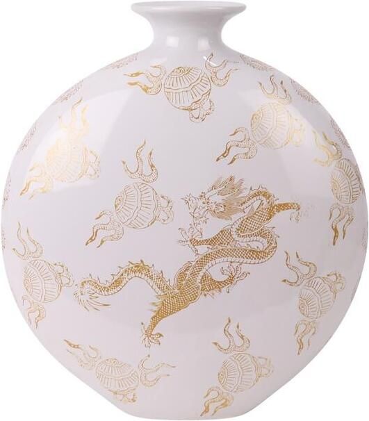 Fine Asianliving Chinese Vaas Porselein Wit Draak