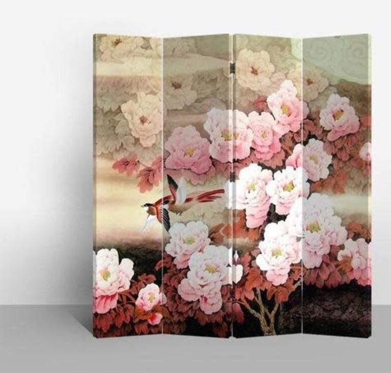 Fine Asianliving Chinees Kamerscherm Oosters Scheidingswand B160xH180cm 4 Panelen Roze Bloemen - Foto 2