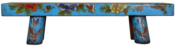 Fine Asianliving Massief Houten Chinese Bank Handgeschilderde Bloemen en Vlinders Chinese Meubels Oosterse Kast - Foto 2